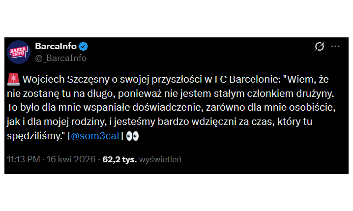 SŁOWA Wojciecha Szczęsnego nt. jego PRZYSZŁOŚCI w Barcelonie...